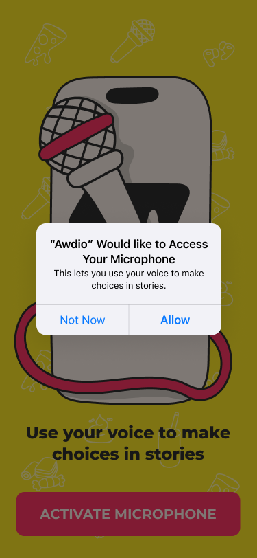 activate the microphone modal in AWDIO